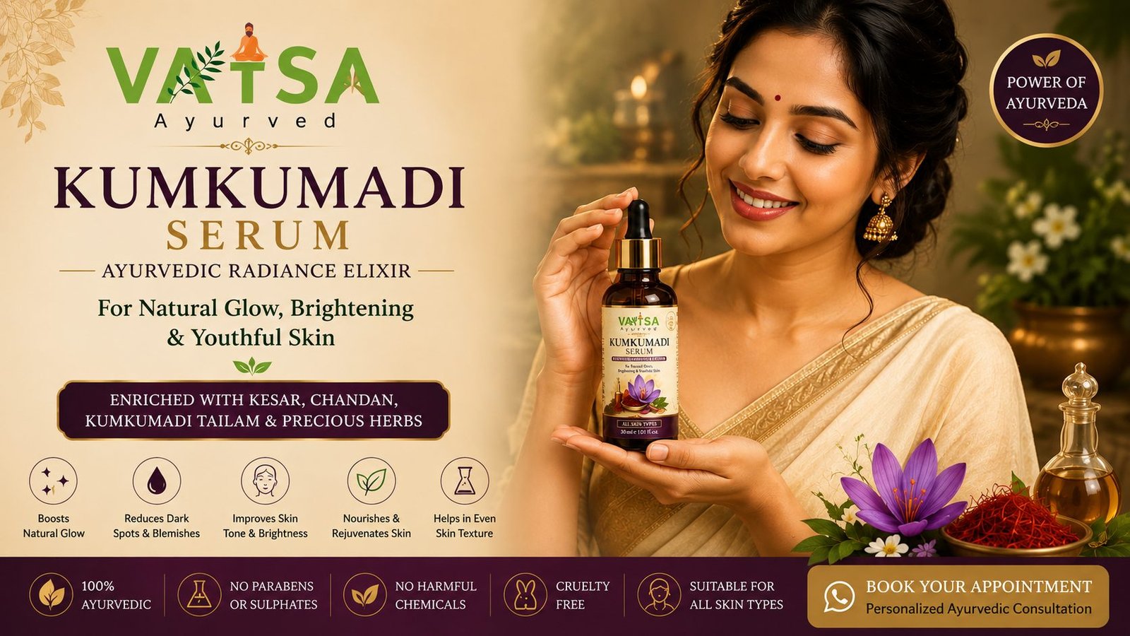 Vatsa Kumkumadi Serum — Ayurvedic Radiance Elixir