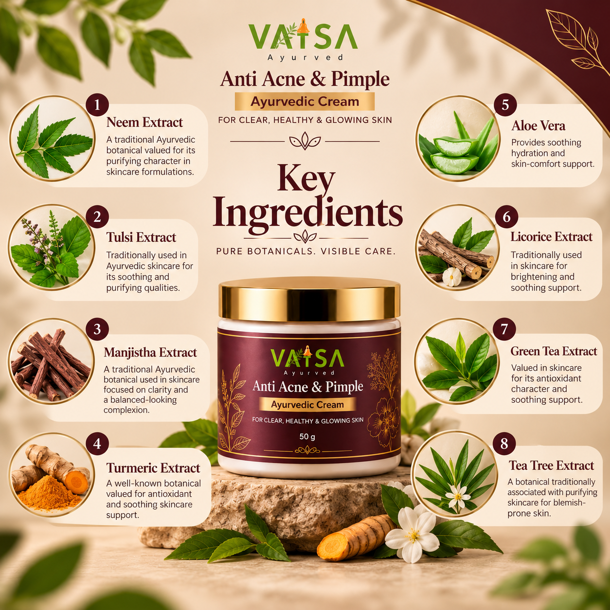 Vatsa Anti Acne & Pimple Cream — key ingredients