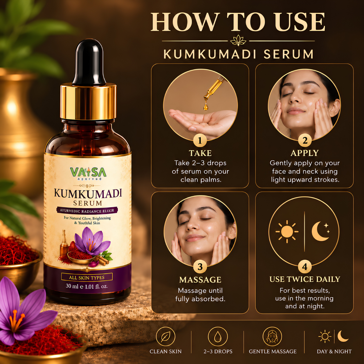 Vatsa Kumkumadi Serum — how to use