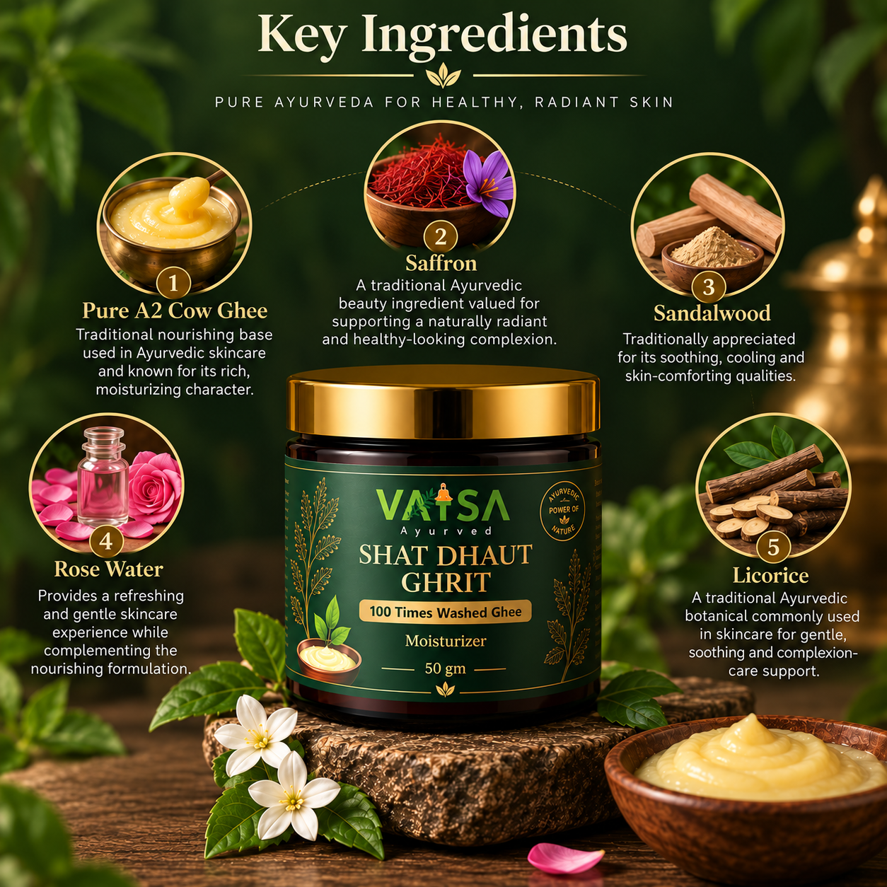 Vatsa Shata Dhauta Ghrita — key ingredients